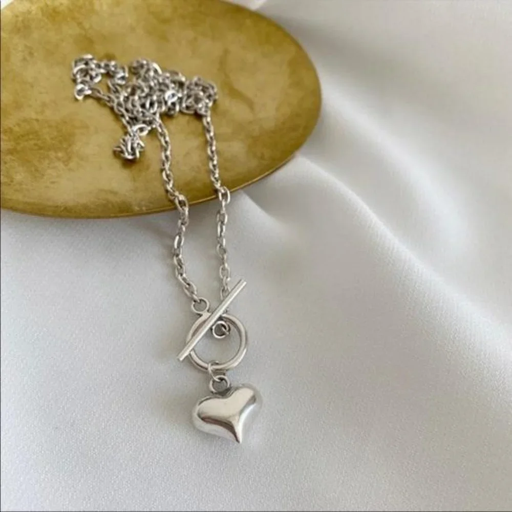 NEW 925 STERLING SILVER HEART CHAIN NECKLACE